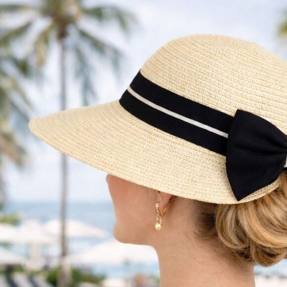 Royal Beige Straw Sun Hat Updo Notch VTG Nautical Style Beach Cruise Life Fashio main image 10